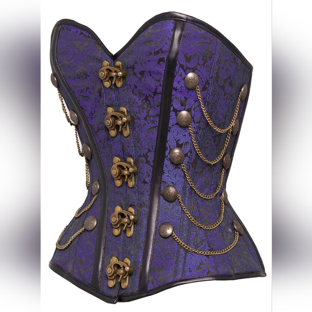 Corset Story Purple Steampunk Corset With Chains - Picture 2 of 16